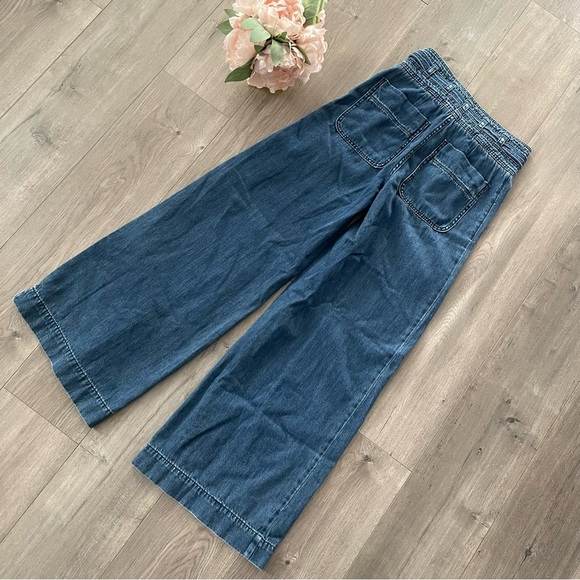 Free People Augusta Flare Wide Leg Belted Blue Denim Jeans - Picture 5 of 7